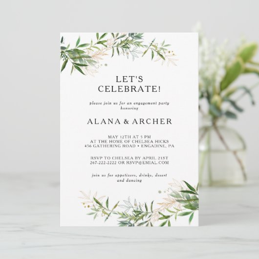 Elegante Olivenöle Einladung feiern (Stehend Vorderseite)