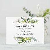 Elegante Olivenöle Horizontal Save the Date (Stehend Vorderseite)