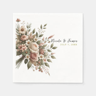 Elegante Olivgrün- und Weiße Florale Hochzeit in d Serviette