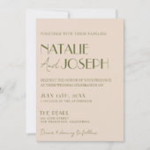 Elegante olivgrüne, fancy Retro-QR-Code-Hochzeit Einladung (Vorderseite)