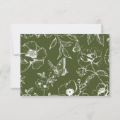 Elegante Olivgrüne Florale QR-Code-Hochzeit RSVP Karte (Rückseite)