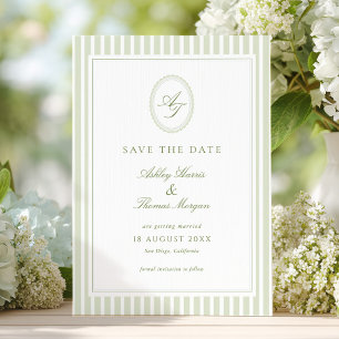 Elegante olivgrüne Hochzeit Save The Date