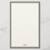 Elegante olivgrüne Monogramm-Zwei-Rahmen Briefpapier (Rückseite)