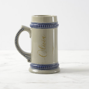 Elegante Olivia Gold Schrift Monogramm Keramik Ste Bierglas