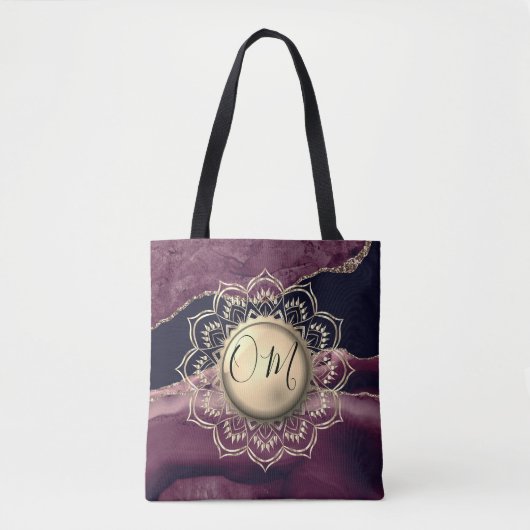 Elegante OM Mandala Marble Tote Bag Tasche (Vorderseite)