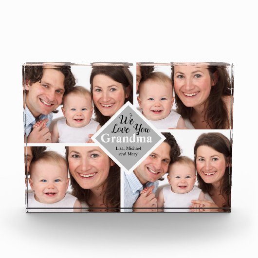 Elegante Oma Familie Vier Fotos Name Skript (Vorderseite)