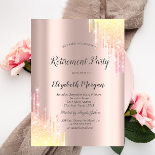 Elegante Ombre Glitter-Tropfen Roségold Rente Einladung
