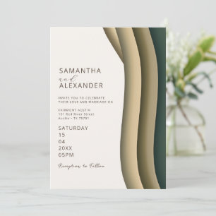 Elegante Ombre Retro-Streifen Hochzeit im Hinterho Einladung