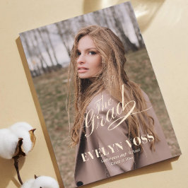 Elegante One Foto Abschluss Announcement Card Ankündigung