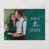 Elegante One Foto Emerald Green Save the Date Card Postkarte (Vorderseite)