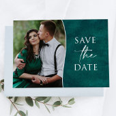 Elegante One Foto Emerald Green Save the Date Card Postkarte