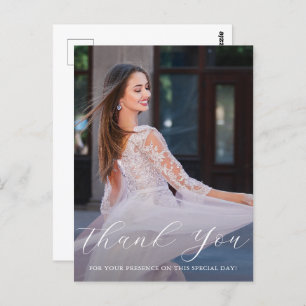 Elegante One Foto Quinceanera Pink Floral Script Postkarte