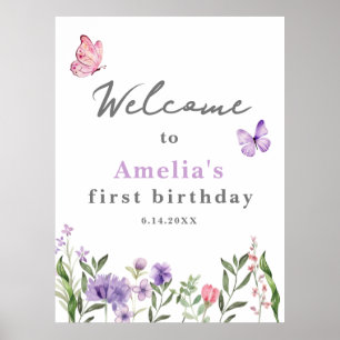 Elegante Onederful Wildblume 1. Geburtstag Willkom Poster