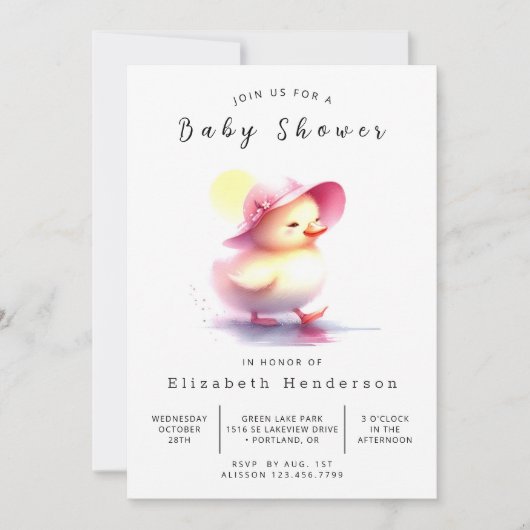 Elegante Online Duck Baby Shower Einladung (Vorderseite)