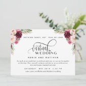 Elegante Online Virtual Burgundy Blush Pink Weddin Einladung (Stehend Vorderseite)