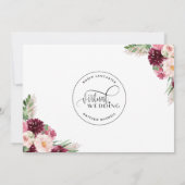 Elegante Online Virtual Burgundy Blush Pink Weddin Einladung (Rückseite)