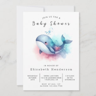 Elegante Online Whale Baby Dusche Einladung