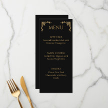Elegante Onyx-Schwarz und Gold-Blüten-Hochzeitsmen
