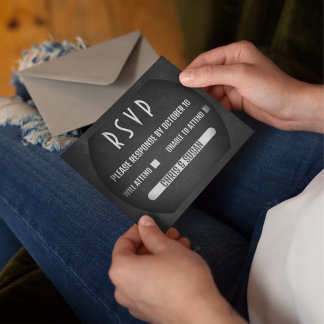 Elegante Onyx Schwarz-Weiß-RSVP-Karte RSVP Karte