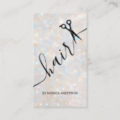Elegante Opal Glitter Haar Styling Schere Visitenkarte (Vorderseite)