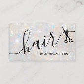 Elegante Opal Glitter Haar Styling Schere Visitenkarte (Vorderseite)