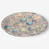 Elegante Opal Leopardenprint-Papierplatten im glam Pappteller (Schrägansicht)