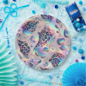Elegante Opal Leopardenprint-Papierplatten im glam Pappteller (Party)