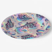 Elegante Opal Leopardenprint-Papierplatten im glam Pappteller (Schrägansicht)