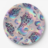 Elegante Opal Leopardenprint-Papierplatten im glam Pappteller (Vorderseite)