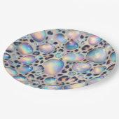 Elegante Opal Leopardenprint-Papierplatten im glam Pappteller (Schrägansicht)