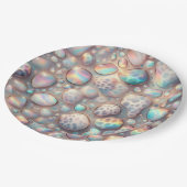 Elegante Opal Leopardenprint-Papierplatten Pappteller (Schrägansicht)