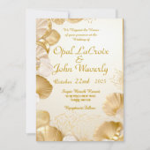 Elegante Opal und Gold Seashell Einladung Hochzeit (Vorderseite)