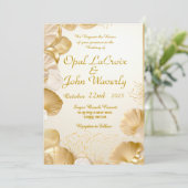 Elegante Opal und Gold Seashell Einladung Hochzeit (Stehend Vorderseite)