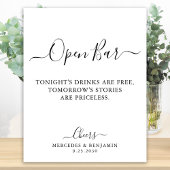 Elegante Open Bar Calligraphy Personalisiert Weddi Poster