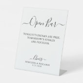 Elegante Open Bar Calligraphy Personalisiert Weddi Sockelschild (Vorderseite)