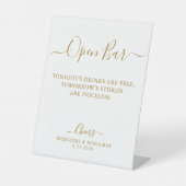 Elegante Open Bar Gold Script Personalisiert Weddi Sockelschild (Vorderseite)