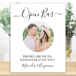 Elegante Open Bar Personalisiere Foto Hochzeit Poster