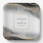 Elegante Opulence Black and Gold Moderne Pappteller (Vorderseite)