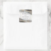 Elegante Opulence Black and Gold Wedding Quadratischer Aufkleber (Tasche)