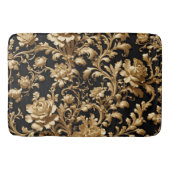 Elegante Opulenz: Schwarze und goldene Blume Flämi Badematte (Vorderseite)
