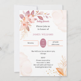 Elegante Orange Babydusche individuell angepasst Einladung