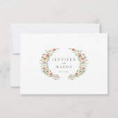 Elegante Orange Bloral Wreath Wedding RSVP Karten (Rückseite)