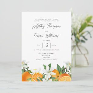 Elegante Orange Blossom Foliage Wedding Einladung