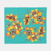 Elegante Orange Blume - Aqua Fleecedecke (Vorderseite (Horizontal))