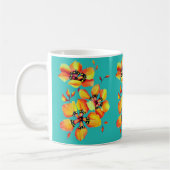 Elegante Orange Blume - Aqua Kaffeetasse (Links)