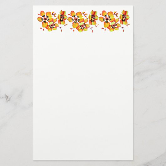 Elegante Orange-Blume Briefpapier (Vorderseite)