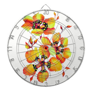 Elegante Orange-Blume Dartscheibe