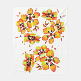Elegante Orange-Blume Fleecedecke