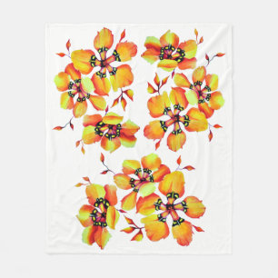 Elegante Orange-Blume Fleecedecke