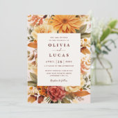 Elegante Orange Blume Frame Wedding Einladung (Stehend Vorderseite)